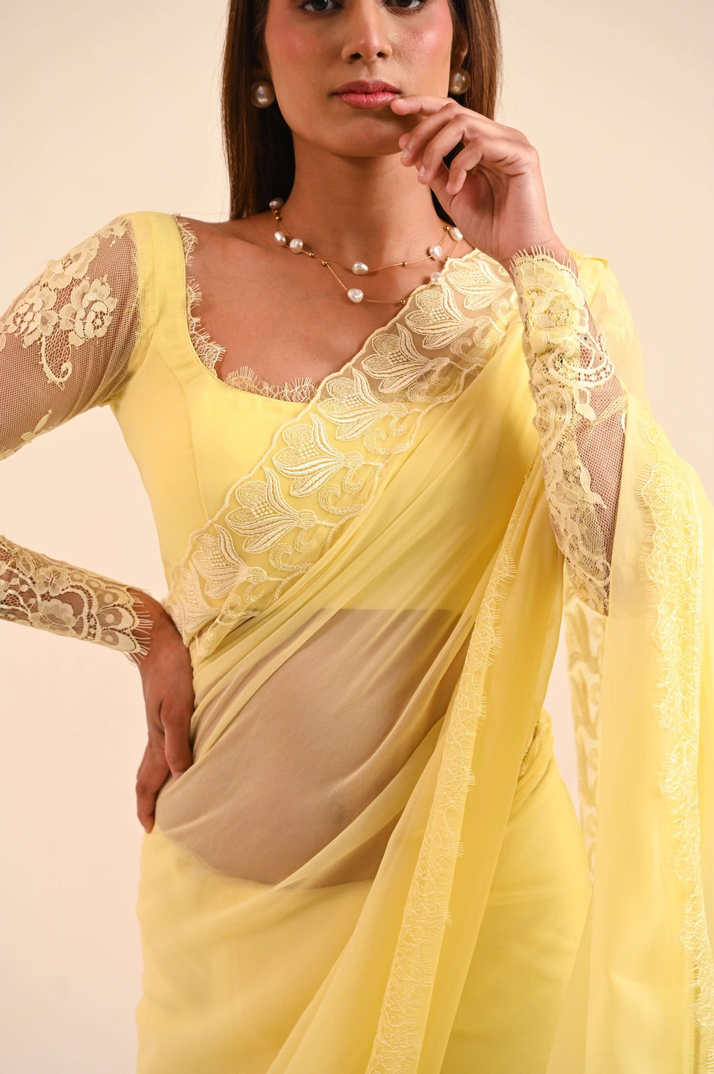 Lemon Saree and Blouse Set
