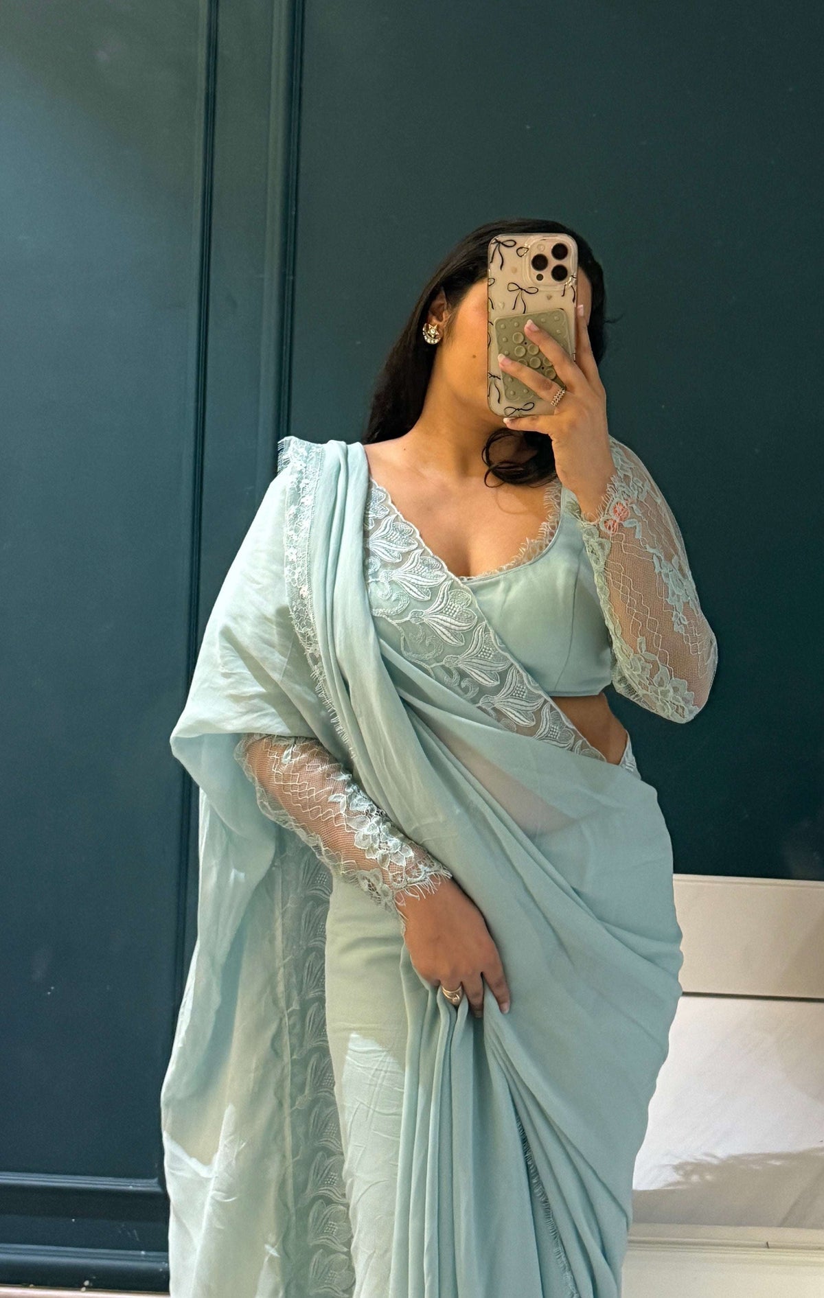 Aqua Saree and Blouse Set